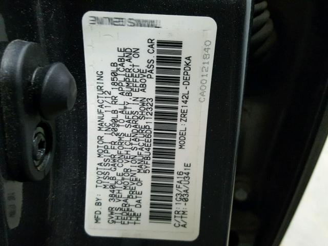 5YFBU4EE6DP112323 - 2013 TOYOTA COROLLA BA GRAY photo 10