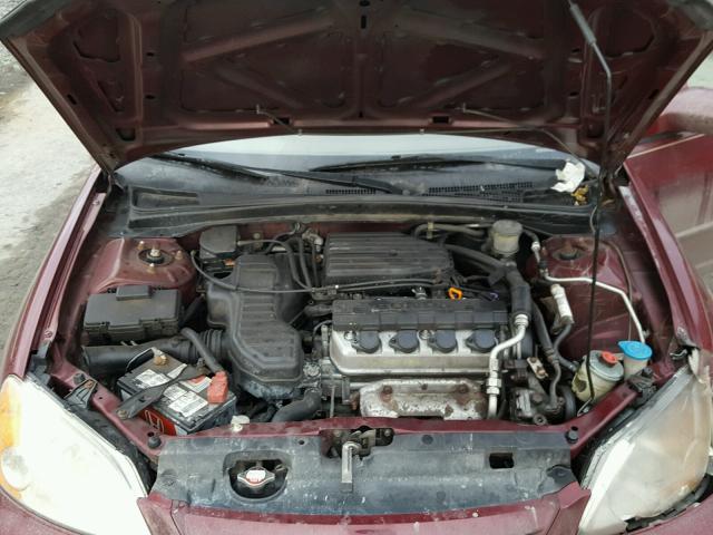 2HGES165X2H580849 - 2002 HONDA CIVIC LX BURGUNDY photo 7