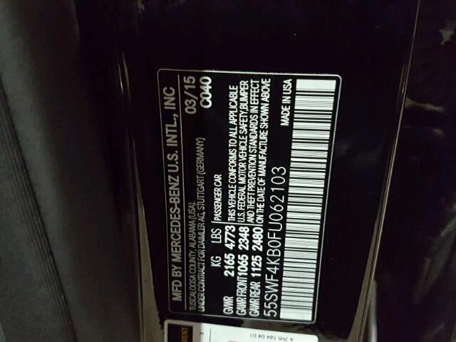 55SWF4KB0FU062103 - 2015 MERCEDES-BENZ C 300 4MAT BLACK photo 10