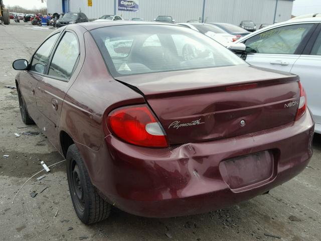 1P3ES46C11D299257 - 2001 PLYMOUTH NEON BASE 栗色 照片 3