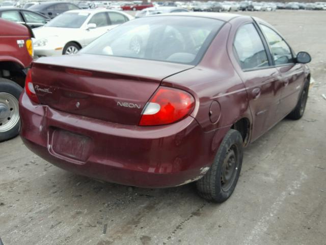 1P3ES46C11D299257 - 2001 PLYMOUTH NEON BASE MAROON photo 4