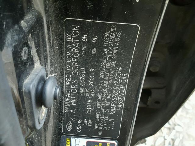 KNAFG528597222184 - 2009 KIA RONDO BASE BLACK photo 10