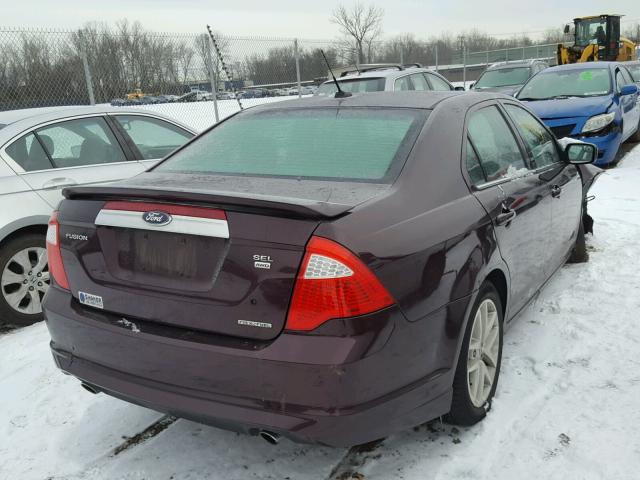 3FAHP0CG3CR288033 - 2012 FORD FUSION SEL BURGUNDY photo 4