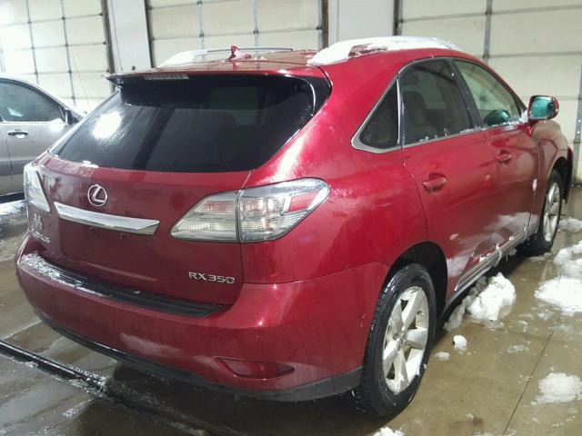 2T2BK1BA9AC038859 - 2010 LEXUS RX 350 RED photo 4