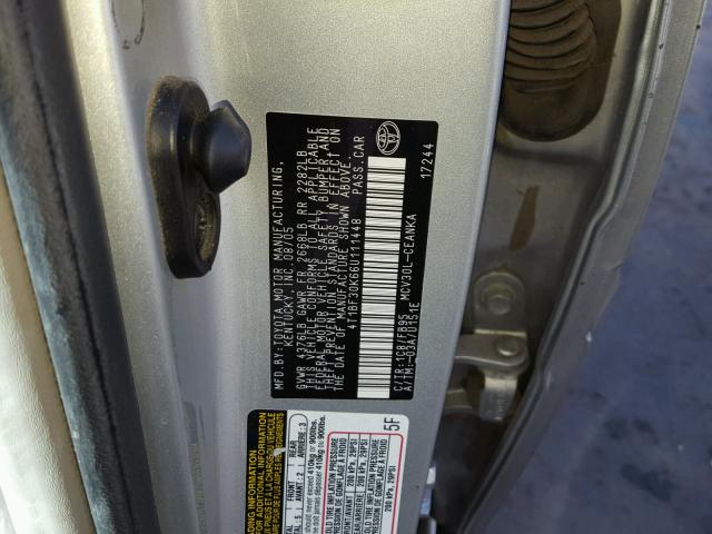 4T1BF30K66U111448 - 2006 TOYOTA CAMRY LE SILVER photo 10