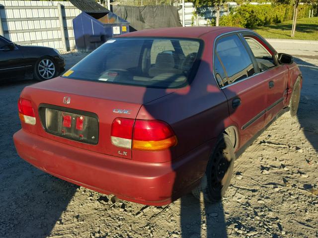 1HGEJ6675WL022241 - 1998 HONDA CIVIC LX RED photo 4