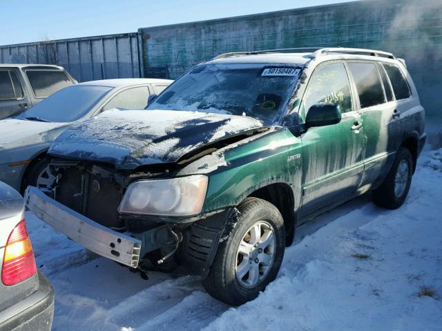 JTEHF21A110014524 - 2001 TOYOTA HIGHLANDER GREEN photo 2