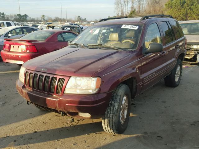 1J4GW58N2YC278736 - 2000 JEEP GRAND CHER BURGUNDY photo 2