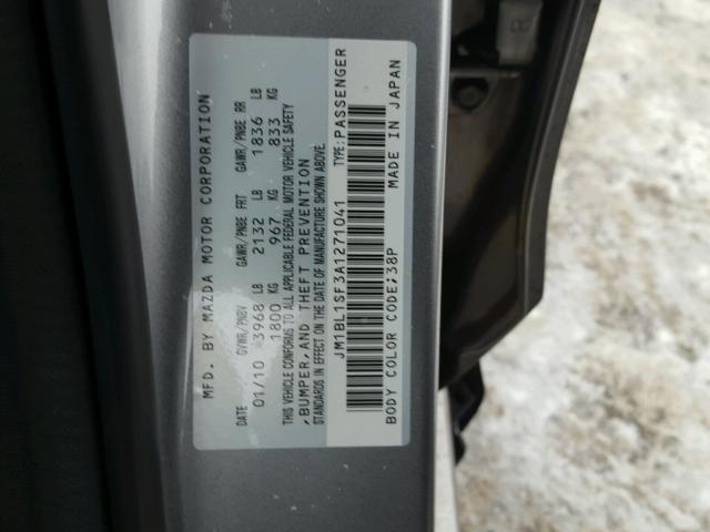 JM1BL1SF3A1271041 - 2010 MAZDA 3 I GRAY photo 10