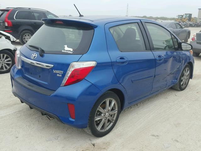 JTDKTUD38ED590962 - 2014 TOYOTA YARIS BLUE photo 4