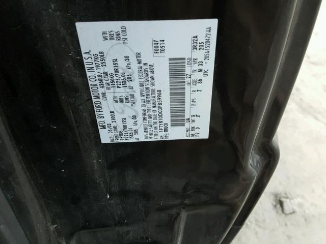 1FTYR10D03PB59968 - 2003 FORD RANGER BLACK photo 10