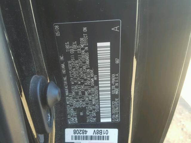 5TDZK23C18S209792 - 2008 TOYOTA SIENNA CE BLACK photo 10