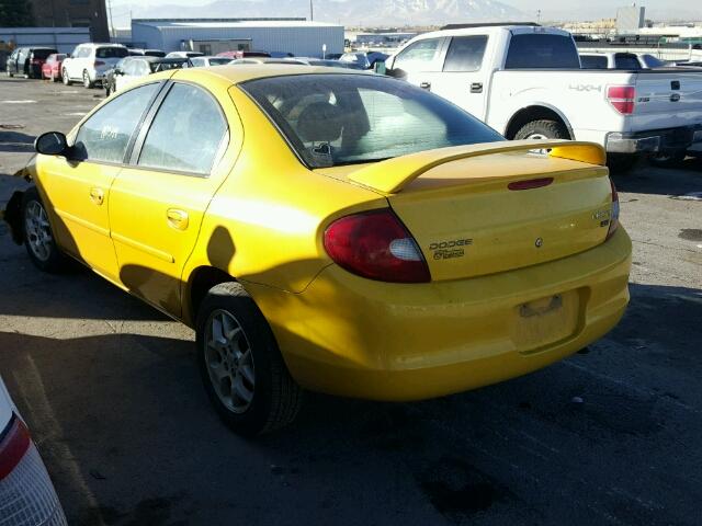 1B3ES56C82D612023 - 2002 DODGE NEON ES YELLOW photo 3