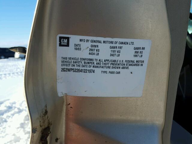 2G2WP522641221974 - 2004 PONTIAC GRAND PRIX GOLD photo 10