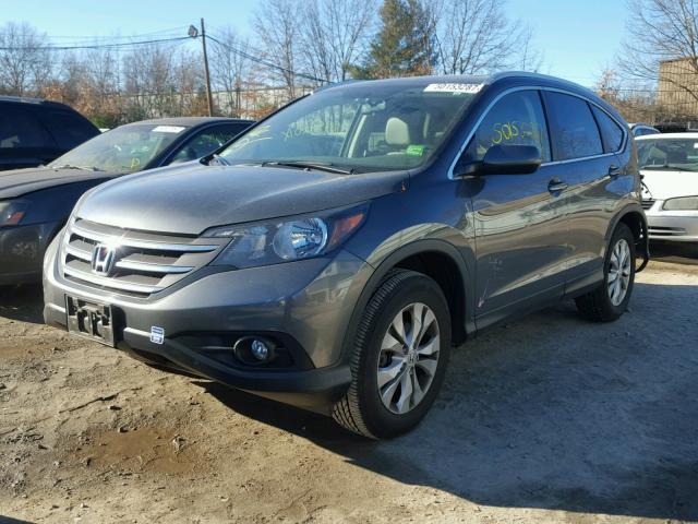 2HKRM4H74DH621299 - 2013 HONDA CR-V EXL GRAY photo 2