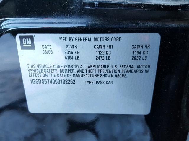 1G6DS57V990102262 - 2009 CADILLAC CTS HI FEA BLACK photo 10