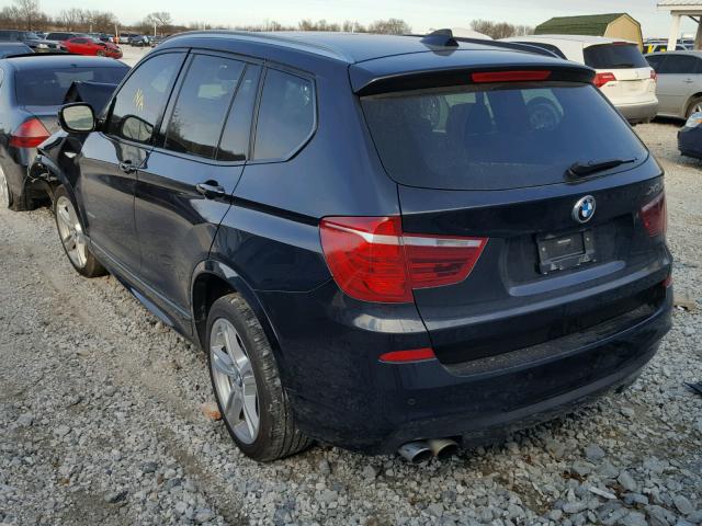 5UXWX9C51E0D39862 - 2014 BMW X3 XDRIVE2 BLACK photo 3