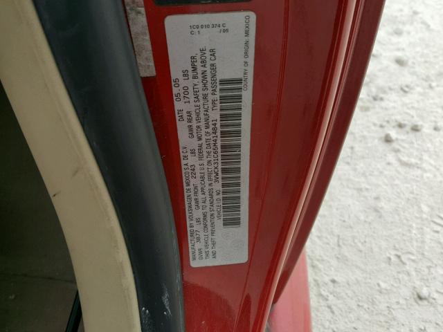 3VWCK31C65M414841 - 2005 VOLKSWAGEN NEW BEETLE 红色 照片 10