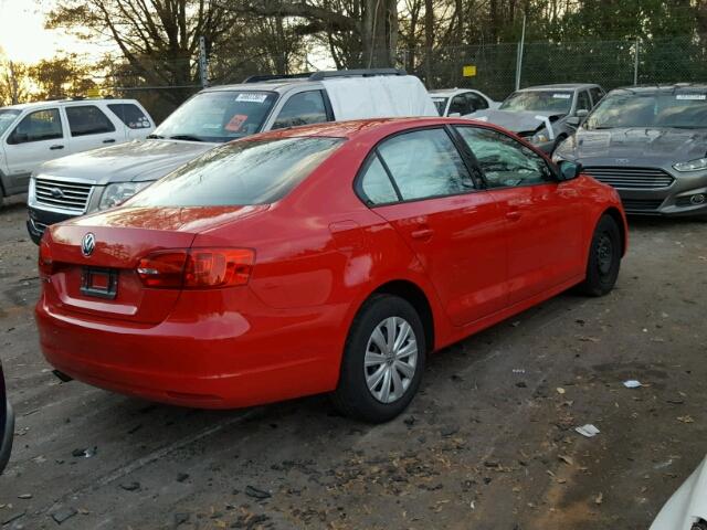 3VW2K7AJ0EM309214 - 2014 VOLKSWAGEN JETTA BASE RED photo 4