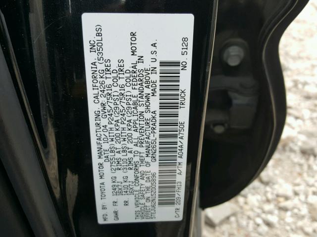 5TEJU62N15Z005896 - 2005 TOYOTA TACOMA DOU BLACK photo 10