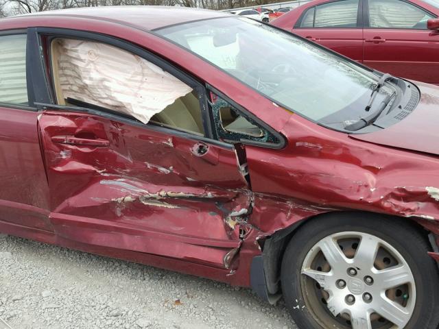 1HGFA16526L022378 - 2006 HONDA CIVIC LX RED photo 9