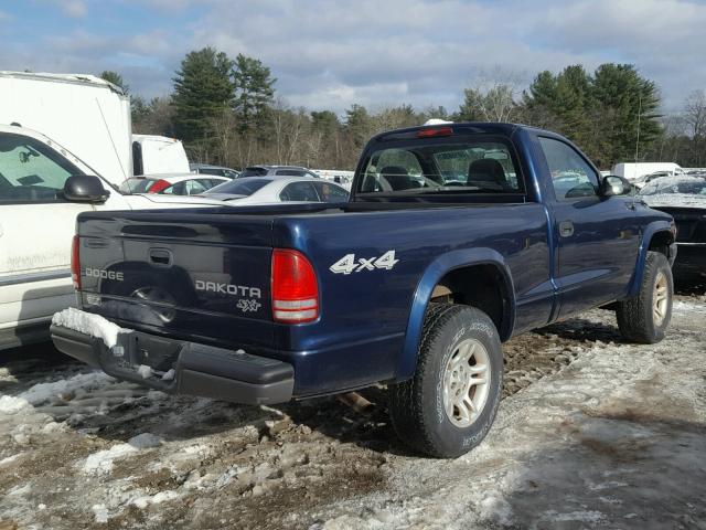 1D7GG16X03S106595 - 2003 DODGE DAKOTA SXT BLUE photo 4