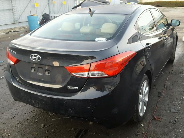 5NPDH4AE3CH101245 - 2012 HYUNDAI ELANTRA GL BLACK photo 4