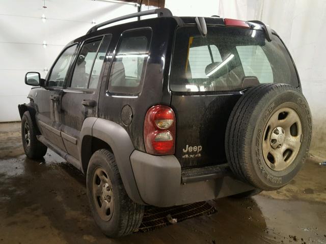 1J8GL48K25W599158 - 2005 JEEP LIBERTY SP BLACK photo 3