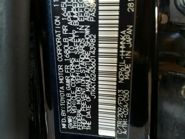 JTKKT624360143982 - 2006 TOYOTA SCION XA BLACK photo 10