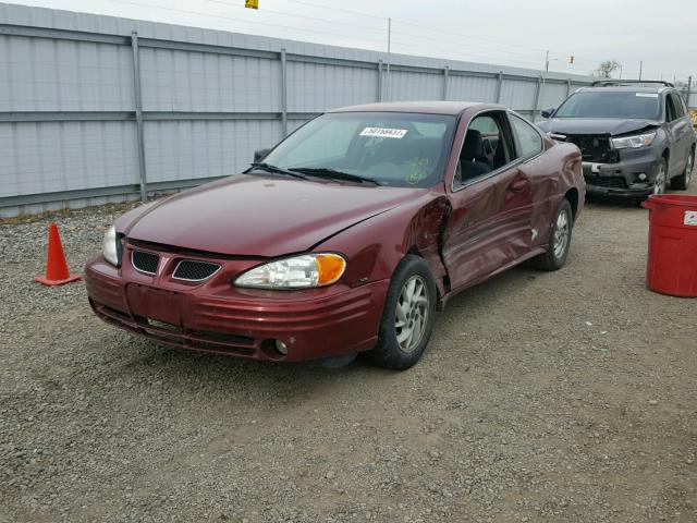 1G2NF12EX1M613129 - 2001 PONTIAC GRAND AM S MAROON photo 2