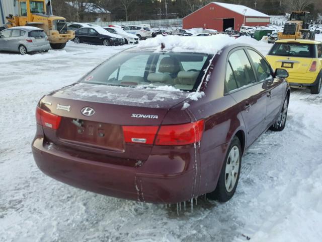 5NPET46C39H411074 - 2009 HYUNDAI SONATA GLS RED photo 4