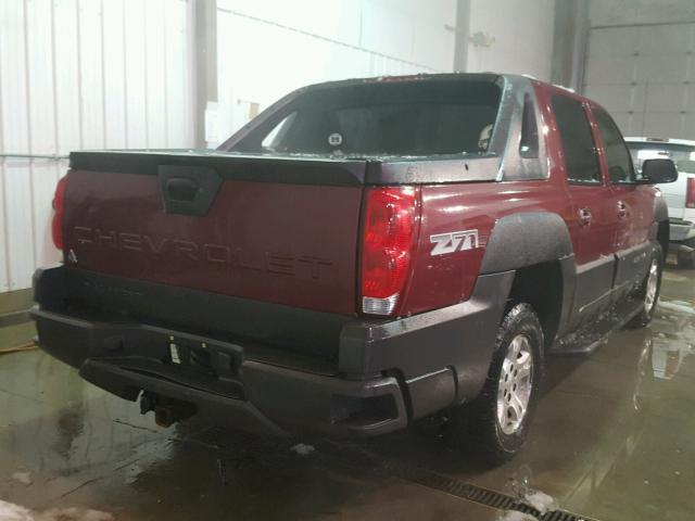 3GNEK12T34G184338 - 2004 CHEVROLET AVALANCHE BURGUNDY photo 4