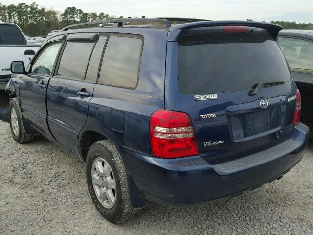 JTEHF21A230141561 - 2003 TOYOTA HIGHLANDER BLUE photo 3