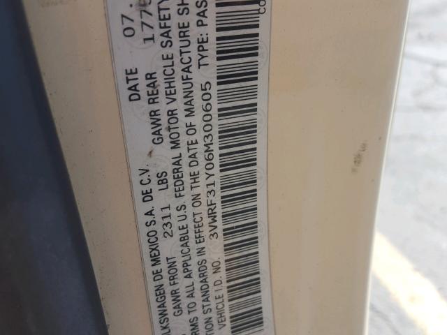 3VWRF31Y06M300605 - 2006 VOLKSWAGEN NEW BEETLE 白色 照片 10