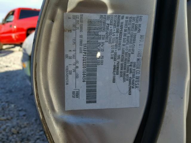 1FAFP53UXXG108456 - 1999 FORD TAURUS SE SILVER photo 10