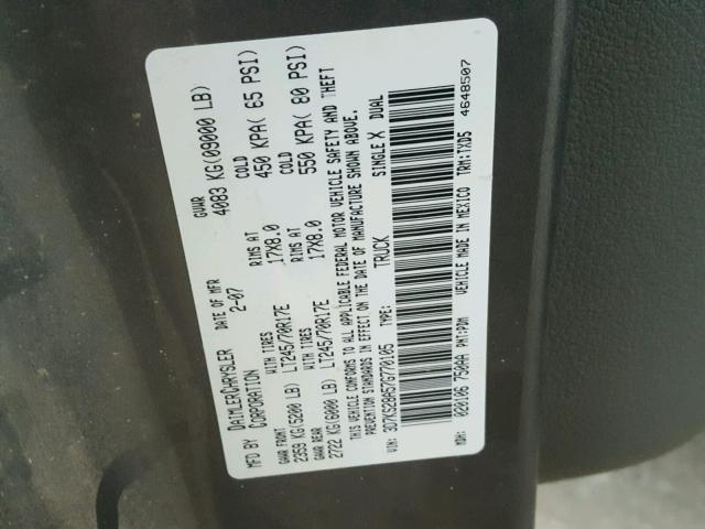 3D7KS28A57G770105 - 2007 DODGE RAM 2500 S SILVER photo 10
