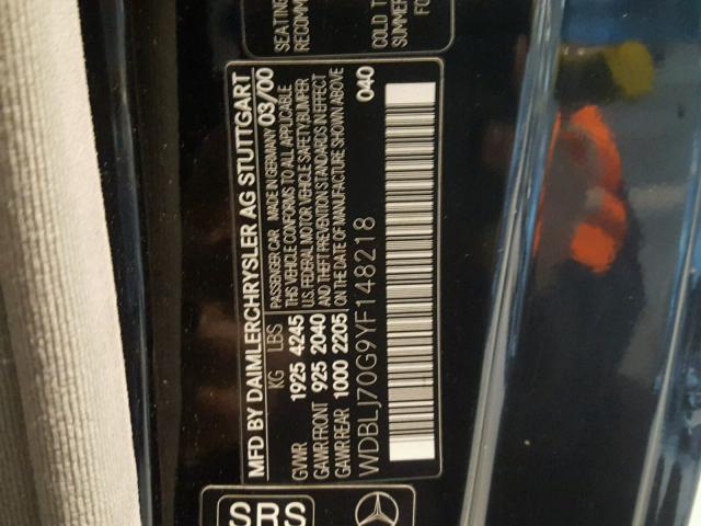 WDBLJ70G9YF148218 - 2000 MERCEDES-BENZ CLK 430 BLACK photo 10