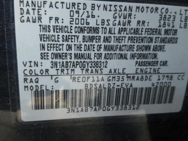 3N1AB7AP0GY338312 - 2016 NISSAN SENTRA S GREEN photo 10