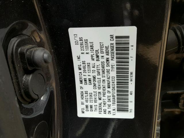 19UUA9F51DA004033 - 2013 ACURA TL TECH CHARCOAL photo 10