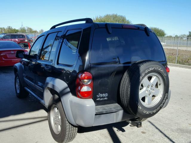 1J4GL48K95W715201 - 2005 JEEP LIBERTY SP BLACK photo 3