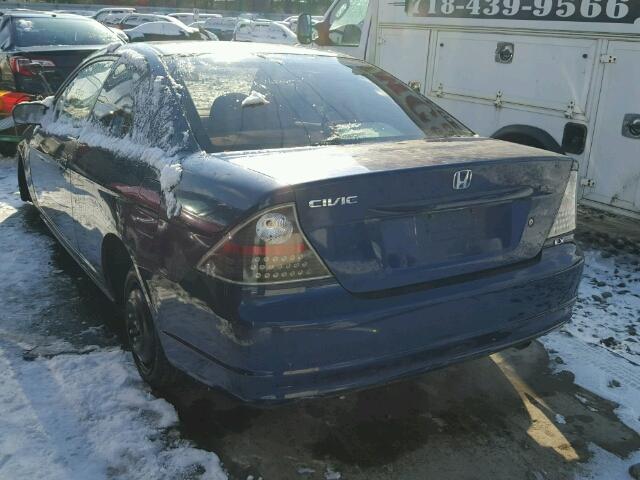 1HGEM22583L047182 - 2003 HONDA CIVIC LX BLUE photo 3