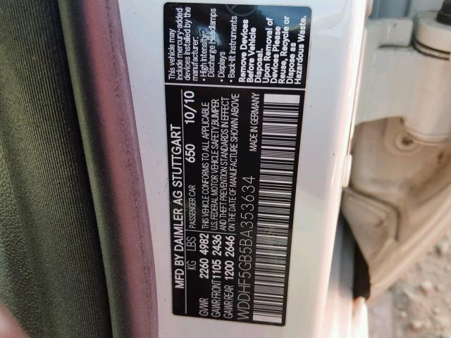 WDDHF5GB5BA353634 - 2011 MERCEDES-BENZ E 350 WHITE photo 10