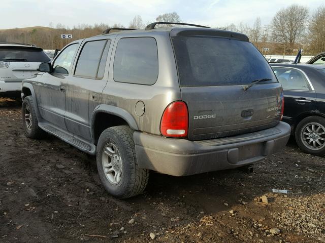 1D4HS38N03F617160 - 2003 DODGE DURANGO SP GRAY photo 3