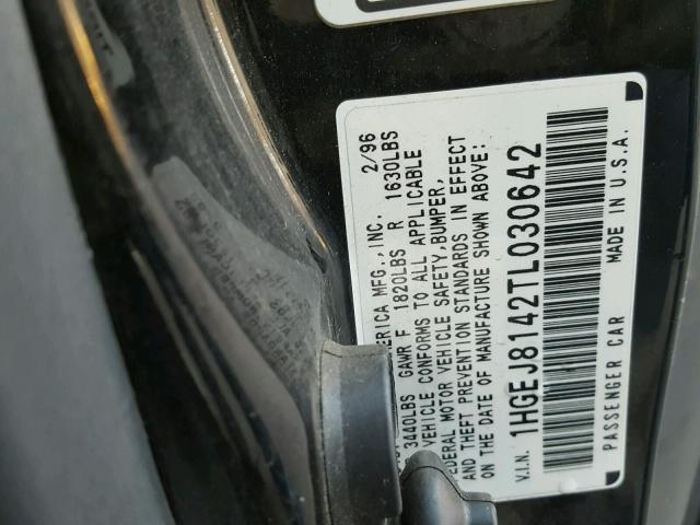 1HGEJ8142TL030642 - 1996 HONDA CIVIC EX 黑色 照片 10