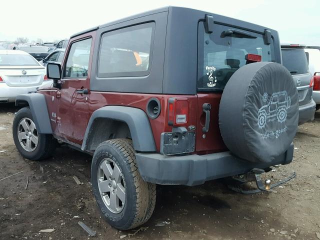 1J4FA24118L645489 - 2008 JEEP WRANGLER X BURGUNDY photo 3