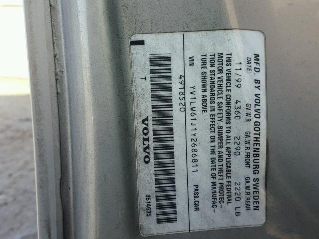 YV1LW61J1Y2686811 - 2000 VOLVO V70 BASE SILVER photo 10