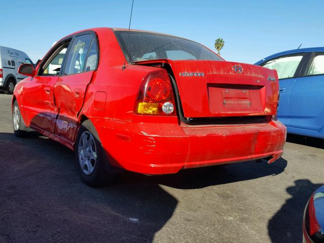 KMHCG45C93U488165 - 2003 HYUNDAI ACCENT GL RED photo 3