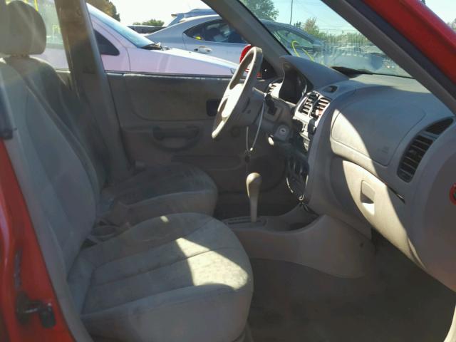 KMHCG45C93U488165 - 2003 HYUNDAI ACCENT GL RED photo 5