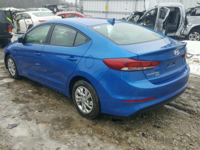 KMHD74LF6HU070896 - 2017 HYUNDAI ELANTRA SE BLUE photo 3