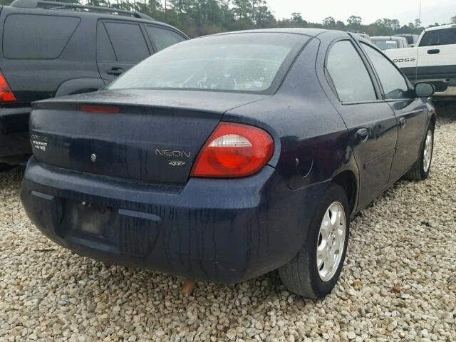 1B3ES56C14D610374 - 2004 DODGE NEON SXT BLUE photo 4